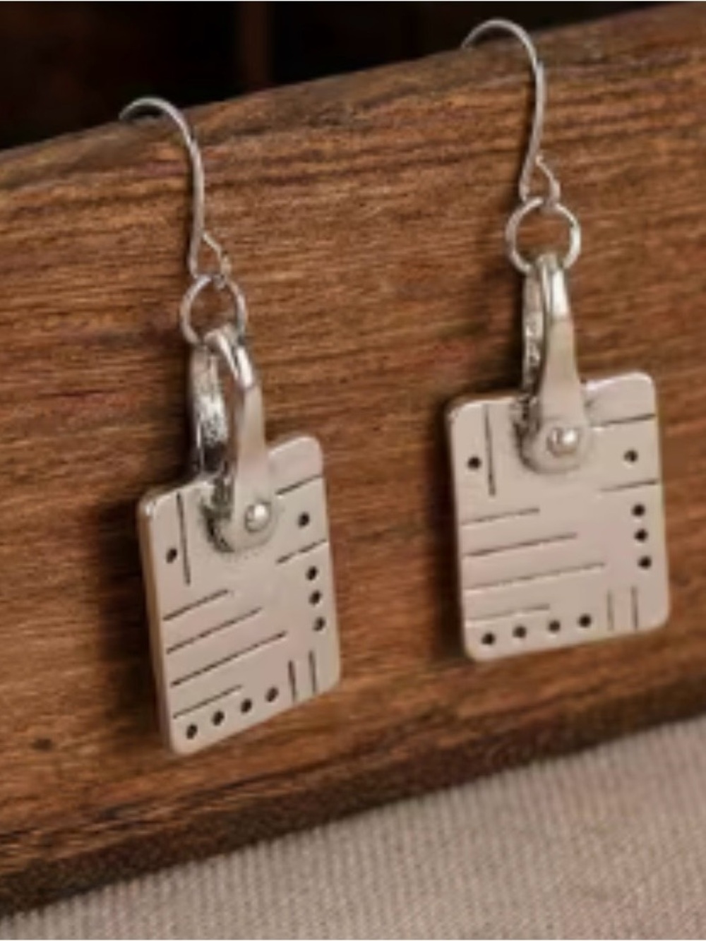 Modern Silver-Tone Geometric Square Drop Earrings - Picture 1 of 1
